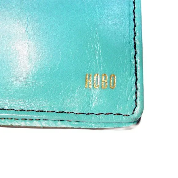 HOBO Alta $98 Aqua Leather Bi-Fold Clutch Organizer Wallet - Picture 8 of 10